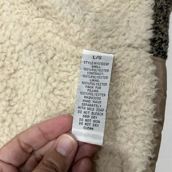 Ci Sono Cropped Puffer Vest Women's L Taupe Full Zip Casual Zip Pockets Gold Zip - Picture 4 of 6